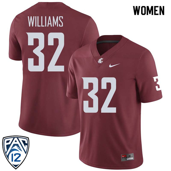 Women #32 James Williams Washington State Cougars College Football Jerseys Sale-Crimson